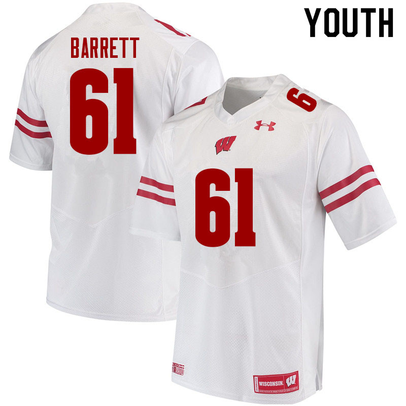 Wisconsin Badgers Youth #61 Dylan Barrett NCAA Under Armour Authentic White College Stitched Football Jersey XC40S58ZY